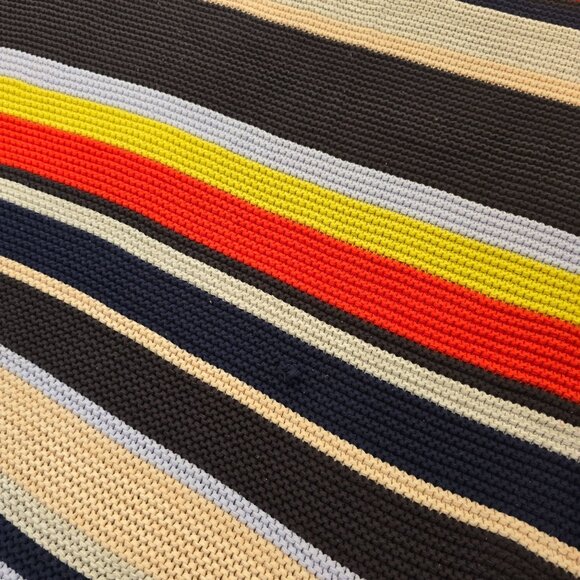 J.Crew Multicolor Striped Knit Blanket 50" X 70" Cotton Blend Cozy Throw warm - Picture 9 of 9